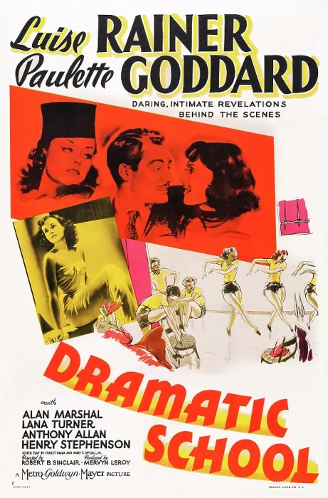 Framed Print : DRAMATIC SCHOOL, top l-r: Paulette Goddard, Alan Marshall, Luise Rainer on poster art, 1938