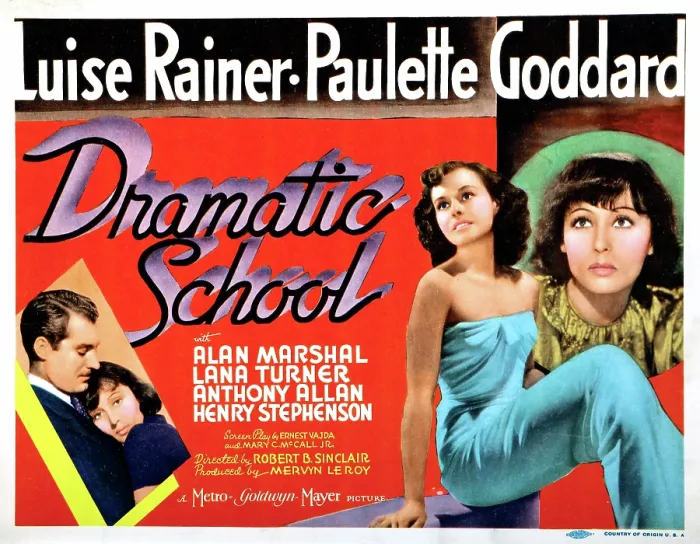 Framed Print : DRAMATIC SCHOOL, US lobbycard, from left: Alan Marshal, Luise Rainer, Paulette Goddard, 1938