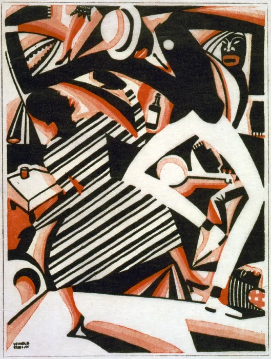 Framed Print : Drawing in two colors, or Interpretation of Harlem Jazz, painting by Winold Reiss, circa 1915-1920 Framed Print : Drawing in two colors, or Interpretation of Harlem Jazz, painting by Winold Reiss, circa 1915-1920