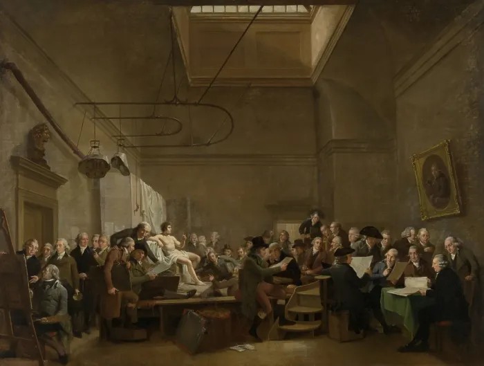 Framed Print : The Drawing Gallery of the Felix Meritis Society, by Adriaan de Lelie, c. 1806-09, Dutch painting