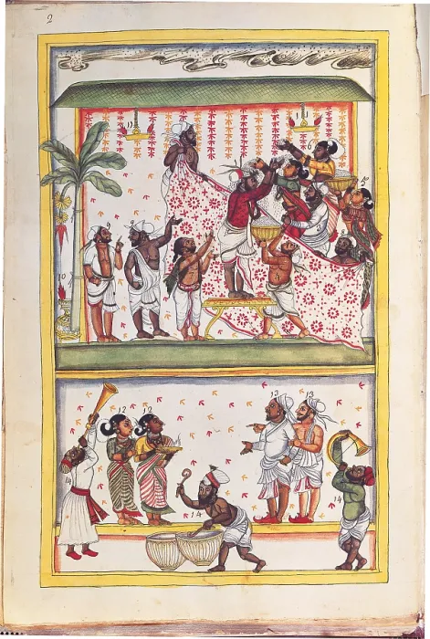 Framed Print : Drawings of Indian subjects ordered by Nic. Mannucci, by Unknown Artist, 18th Century, - Italy, Veneto, Venice, Marciana Library. All. Wedding marriage scenes among the Gentiles