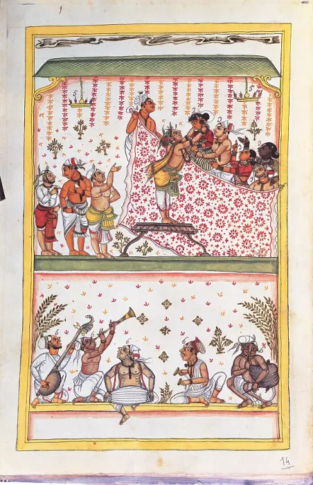 Framed Print : Drawings of Indian subjects ordered by Nic. Mannucci, by Unknown Artist, 18th Century, - Italy, Veneto, Venice, Marciana Library. All. Wedding marriage scenes among the Gentiles