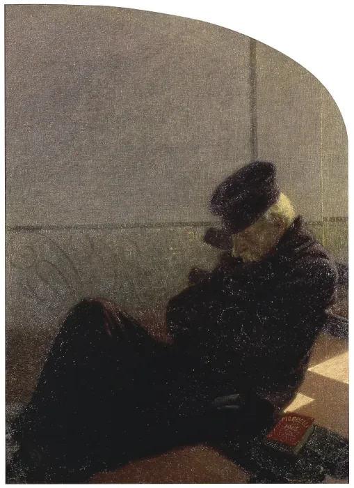 Framed Print : Dream and Reality, by Angelo Morbelli, 1905, 20th Century, oil on canvas, 112 x 80-79-80 cm - Italy, lombardy, Milan, Italian Galleries. Detail