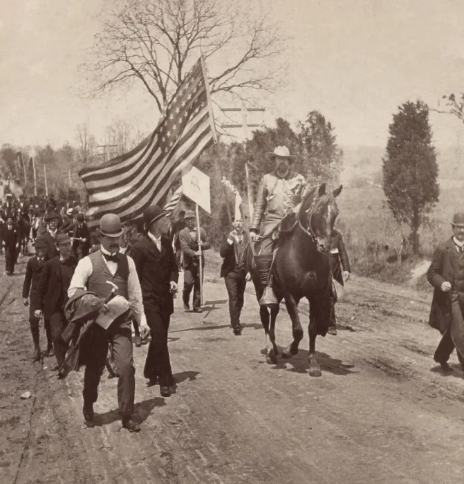 Framed Print : Dressed in fringed buckskin suit, Marshal Carl Browne leads the Coxey Army in 1894 Framed Print : Dressed in fringed buckskin suit, Marshal Carl Browne leads the Coxey Army in 1894