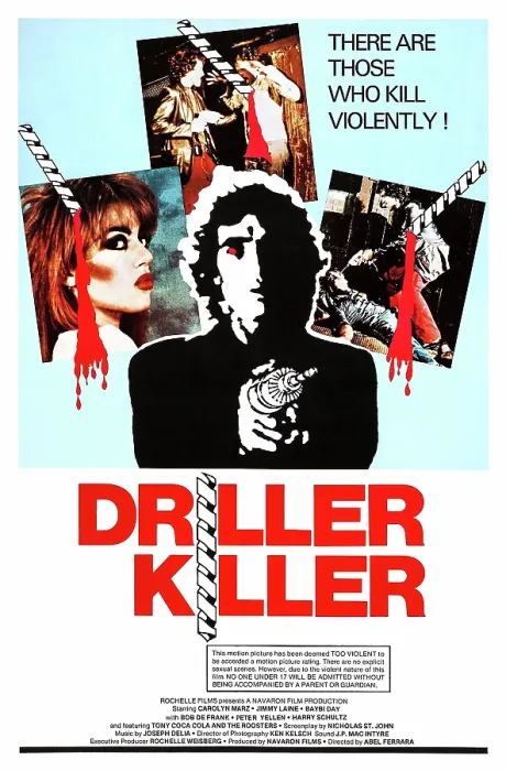 Framed Print : THE DRILLER KILLER, poster art, Baybi Day (left), Abel Ferrara (center), 1979. Rochelle Films / Courtesy Everett Collection