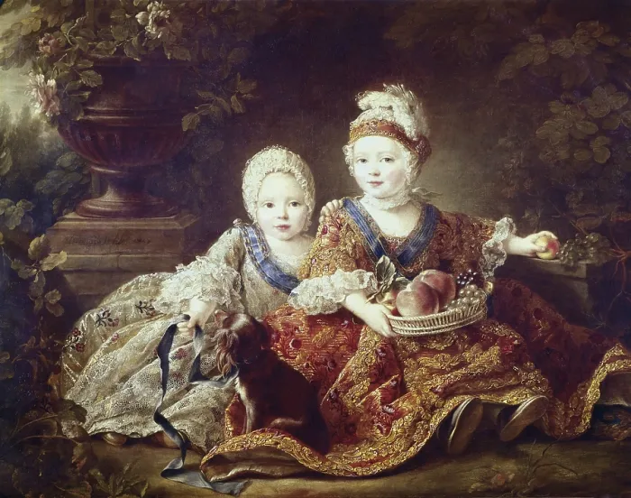 Framed Print : DROUAIS, Franois Hubert (1727-1775). The Duke of Berry and the Count of Provence at the Time of Their Childhood. 1756. Portrait of the kings-to-be, Louis XVI and Louis XVIII
