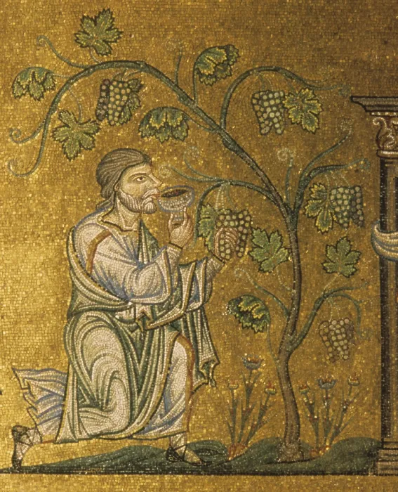 Framed Print : Drunkenness of Noah, by Unknown Artist, 1215 - 1280, 13th Century, mosaic - Italy, Veneto, Venice, Saint Mark's Basilica. Detail Framed Print : Drunkenness of Noah, by Unknown Artist, 1215 - 1280, 13th Century, mosaic - Italy, Veneto, Venice, Saint Mark's Basilica. Detail