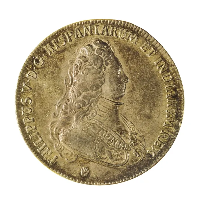 Framed Print : Ducat with the image of Philip V (1703). Coin. SPAIN. Barcelona. National Art Museum of Catalonia. AISA / Everett Collection**US SALES ONLY**