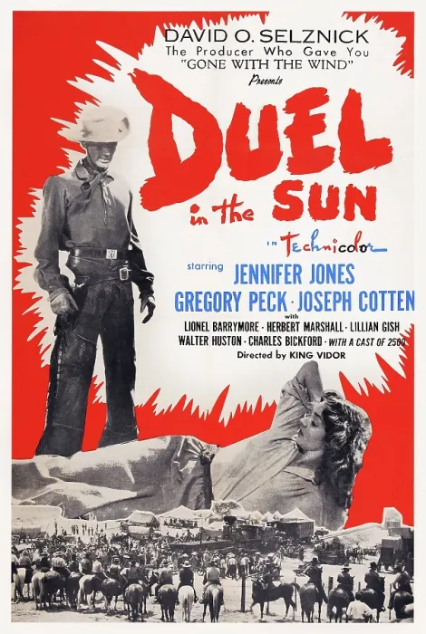 Framed Print : DUEL IN THE SUN, US poster art, from top: Gregory Peck, Jennifer Jones, 1946