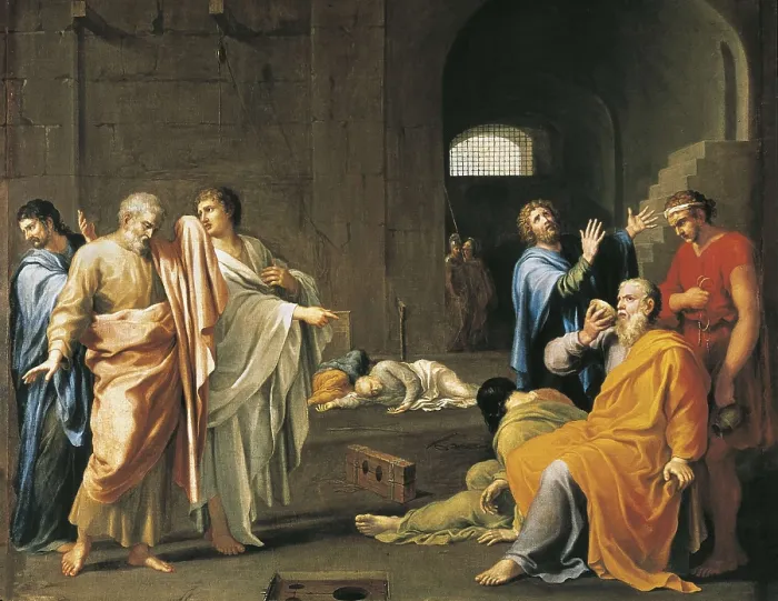 Framed Print : DUFRESNOY, Charles Alphonse (1611-1668). The Death of Socrates. mid. 17th c. Oil on canvas. ITALY. Florence. Pitti Palace. AISA / Everett Collection**US SALES ONLY**