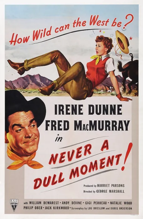 Framed Print : NEVER A DULL MOMENT, US poster art, from left: Fred MacMurry, top: Irene Dunne, 1950