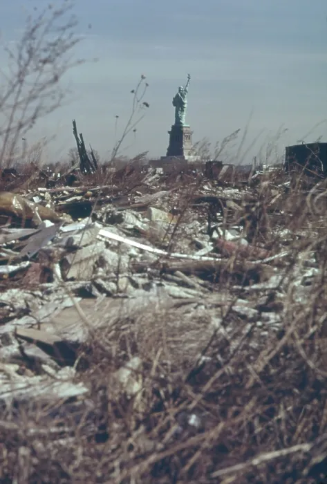 Framed Print : Dump in New Jersey with a view of the back of the Statue of Liberty in New York Harbor. This landfill was developed into Liberty State Park which opened June 14 1976 Framed Print : Dump in New Jersey with a view of the back of the Statue of Liberty in New York Harbor. This landfill was developed into Liberty State Park which opened June 14 1976