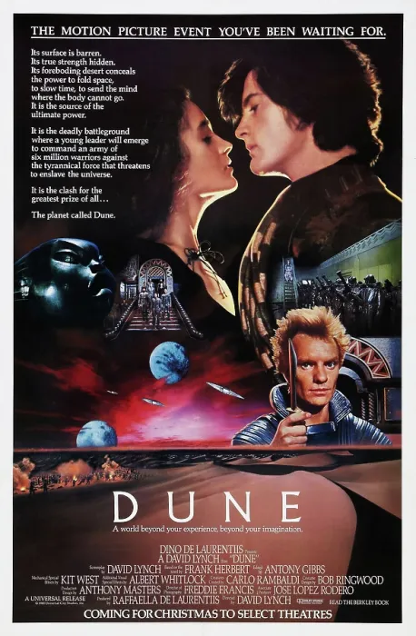 Framed Print : DUNE, US poster, from top left: Sean Young, Kyle MacLachlan, (bottom right) Sting, 1984. Universal / courtesy Everett Collection