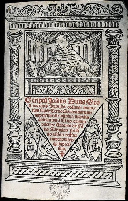 Framed Print : DUNS SCOTUS, John (1266-1308). Edition of their works of 1517. Xylography. AISA / Everett Collection**US SALES ONLY**