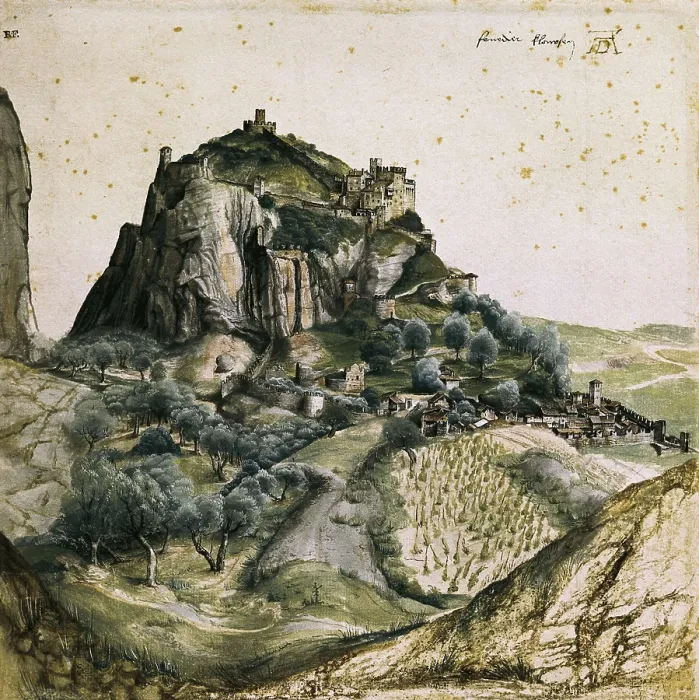 Framed Print : DURER, Albrecht (1471-1528). View of the Arco Valley in the Tyrol. ca. 1495. Pencil, ink and watercolour on paper. Renaissance art. Watercolour. FRANCE. Paris. Louvre Museum
