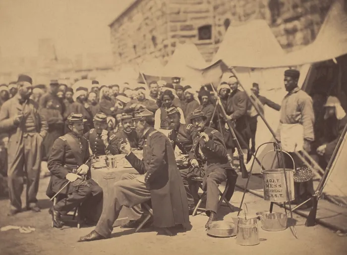 Framed Print : Duryée's Zouaves, attend Adjutant General Regimental Mess, Fort Schuyler, New York City, on May 18, 1861