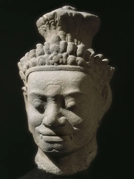Framed Print : Dvarapala. end 12th-beg. 13th c. Bayon style. Khmer art. Sculpture on rock. FRANCE. Paris. Guimet Museum. Proc: CAMBODIA. Phnom Penh. AISA / Everett Collection**US SALES ONLY**