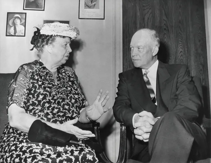 Framed Print : Dwight D. Eisenhower and Eleanor Roosevelt meeting on July 8, 1948