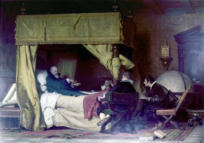 Framed Print : Dying Galileo (Galielo Morente), by Nicolo Barabino, 19th Century, oil on canvas - Italy, Liguria, Genoa, Orsini Palace. Whole artwork view Framed Print : Dying Galileo (Galielo Morente), by Nicolo Barabino, 19th Century, oil on canvas - Italy, Liguria, Genoa, Orsini Palace. Whole artwork view