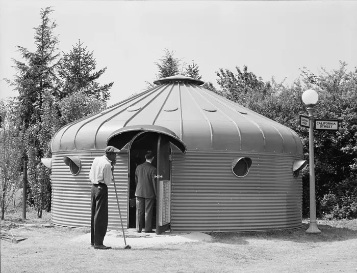 Framed Print : Dymaxion House, designed by futurist engineer Buckminster Fuller (1885-1983) in 1927, was factory built, transportable by air, and contained basic utilities