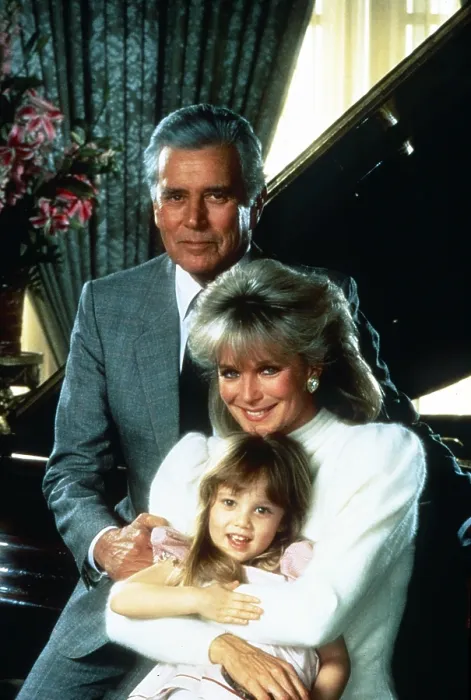 Framed Print : DYNASTY, from top: John Forsythe, Linda Evans, Jessica Player, (1986), 1981-89