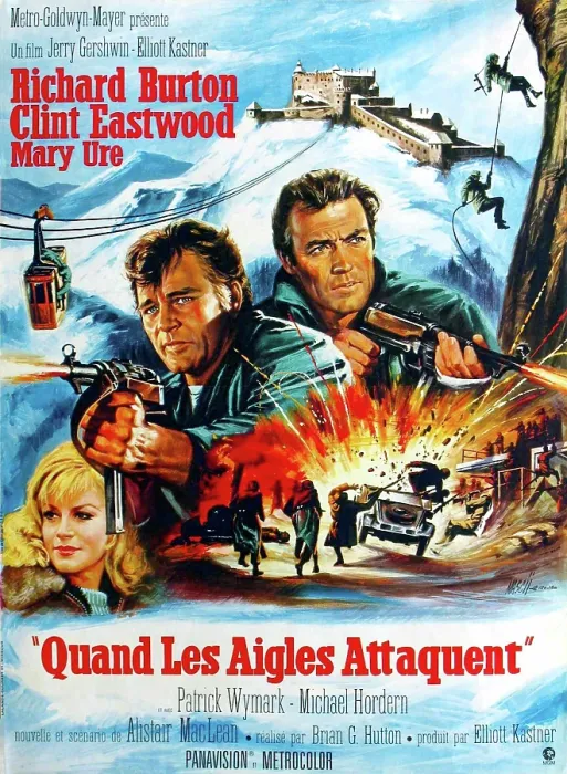 Framed Print : WHERE EAGLES DARE, from left, Mary Ure, Richard Burton, Clint Eastwood, 1968