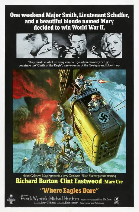 Framed Print : WHERE EAGLES DARE, US poster, Richard Burton, Clint Eastwood, Mary Ure, 1968 Framed Print : WHERE EAGLES DARE, US poster, Richard Burton, Clint Eastwood, Mary Ure, 1968