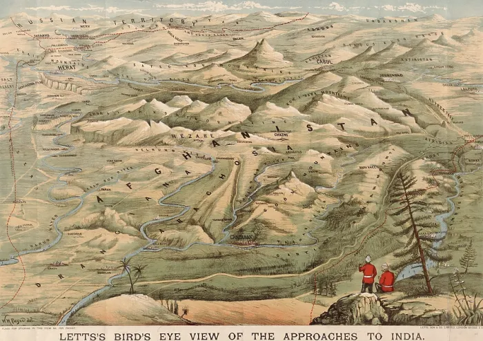 Framed Print : Early 20th century British map shows red coated soldiers looking into the Indus Valley and Afghanistan from Indian territory Framed Print : Early 20th century British map shows red coated soldiers looking into the Indus Valley and Afghanistan from Indian territory