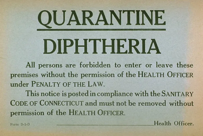 Framed Print : Early 20th century quarantine sign for the contagious disease diphtheria Framed Print : Early 20th century quarantine sign for the contagious disease diphtheria