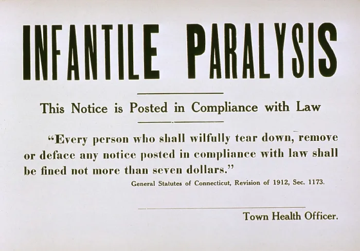 Framed Print : Early 20th century quarantine sign for the contagious disease infantile paralysis (polio)