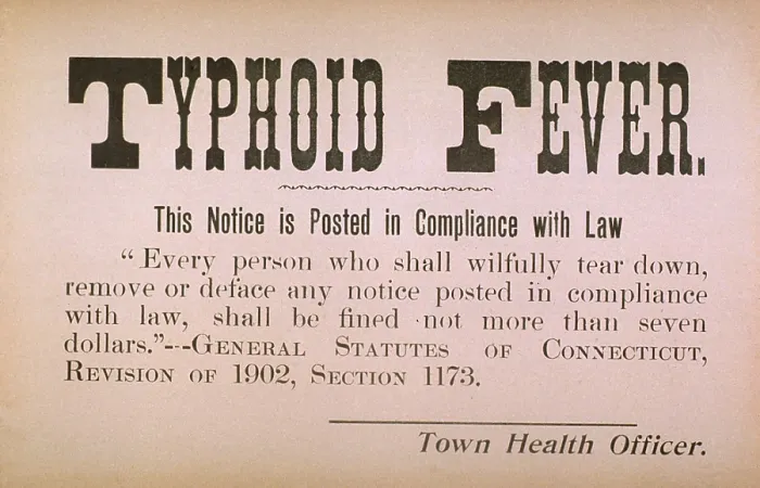 Framed Print : Early 20th century quarantine sign for the contagious disease typhoid fever