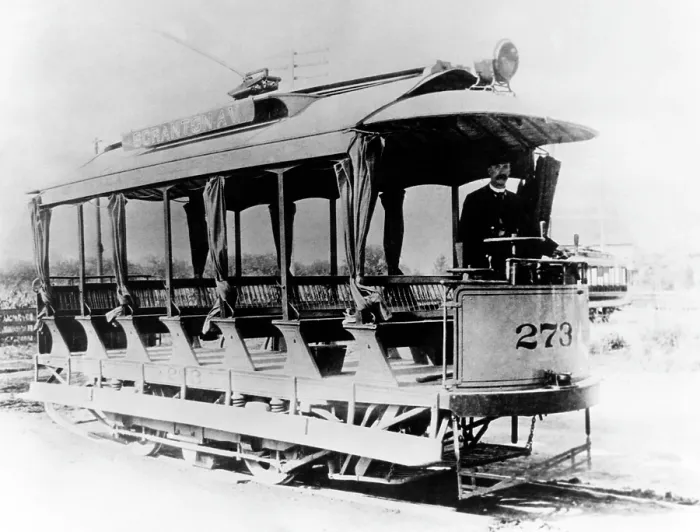 Framed Print : An early streetcar, circa 1888, Courtesy: CSU Archives / Everett Collection