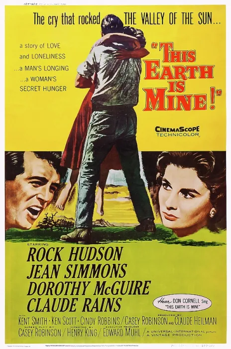 Framed Print : THIS EARTH IS MINE, US poster art, from left: Rock Hudson, Jean Simmons, 1959