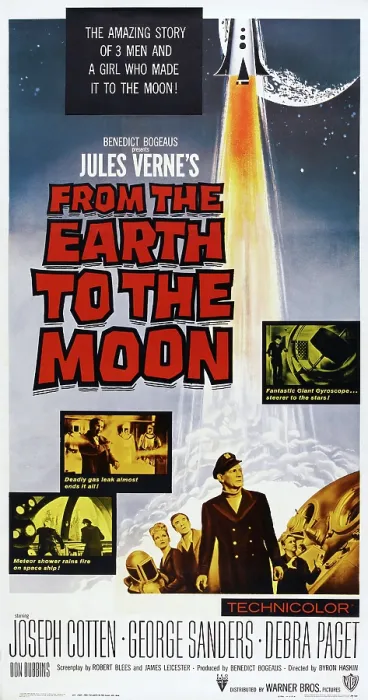 Framed Print : FROM THE EARTH TO THE MOON, US poster, bottom from left: Debra Paget, George Sanders, Joseph Cotten, Don Dubbins, 1958