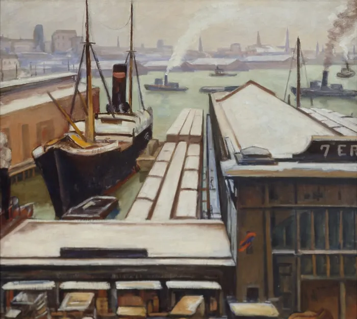 Framed Print : EAST RIVER, by Samuel Halpert, 1913-14, American painting, oil on canvas