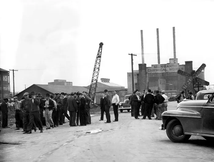 Framed Print : East St. Louis, ILL-Pickets at plant of Monsanto Chemical Company Framed Print : East St. Louis, ILL-Pickets at plant of Monsanto Chemical Company