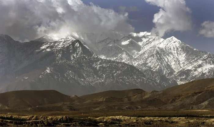 Framed Print : Eastern Afghanistan's White Mountains of the Nangarhar Province the location of the cave complex of Tora Bora. In 2002 coalition soldiers from U.S