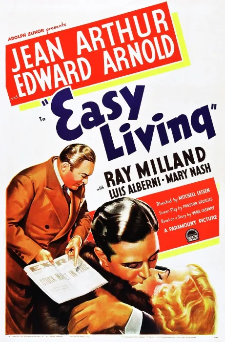 Framed Print : EASY LIVING, l-r: Edward Arnold, Ray Milland, Jean Arthur on poster art, 1937