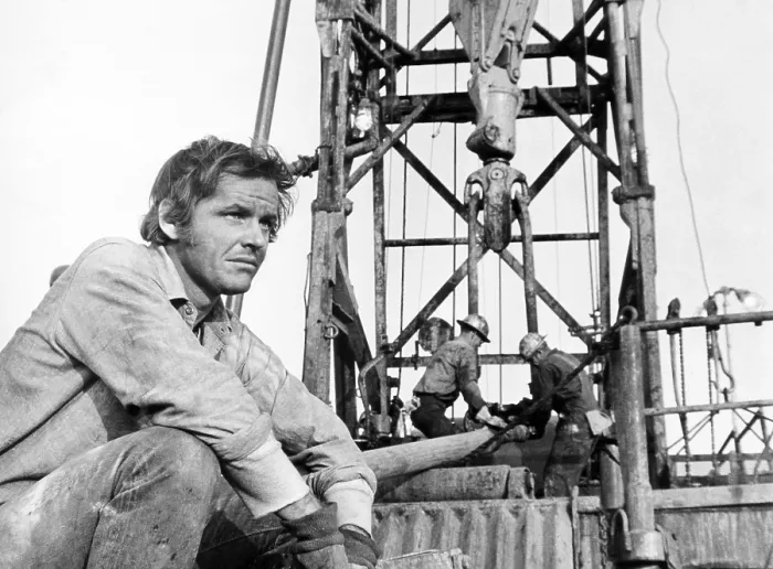 Framed Print : FIVE EASY PIECES, Jack Nicholson, 1970, working at the oil well