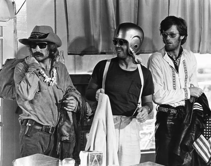 Framed Print : EASY RIDER, from left, Dennis Hopper, Jack Nicholson, Peter Fonda, 1969