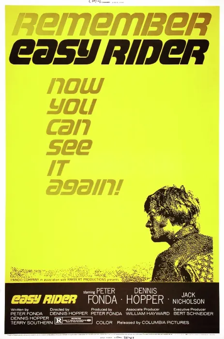 Framed Print : EASY RIDER, Peter Fonda on 1972 re-release poster, 1969 Framed Print : EASY RIDER, Peter Fonda on 1972 re-release poster, 1969