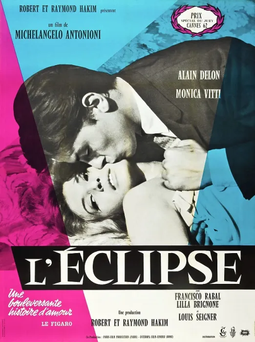 Framed Print : ECLIPSE, (aka L'ECLIPSE, from top: Alain Delon, Monica Vitti on French poster art, 1962) Framed Print : ECLIPSE, (aka L'ECLIPSE, from top: Alain Delon, Monica Vitti on French poster art, 1962)