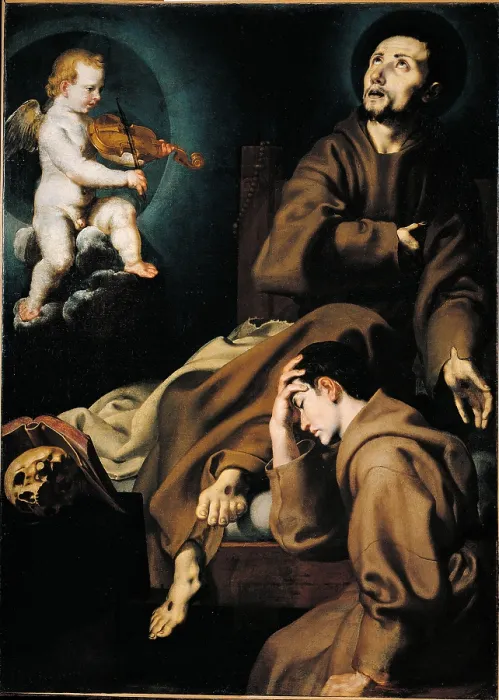 Framed Print : The Ecstasy of St Francis, by Andrea Lilli, 17th Century, oil on canvas, cm 136 x 98 - Italy, Lombardy, Milan, Brera Art Gallery. All
