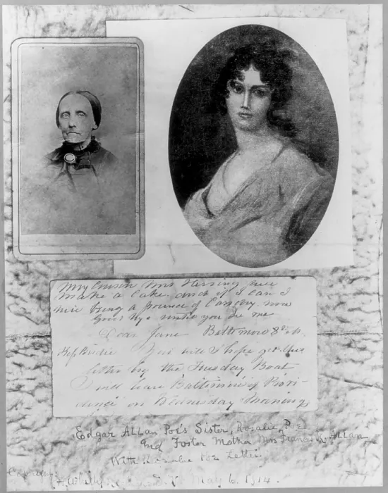 Framed Print : Edgar Allan Poe's foster mother and sister, left to right: composite photo of a photo of Frances K. Allan and a halftone reproduction of a painting of Rosalie Poe, May 7, 1917 Framed Print : Edgar Allan Poe's foster mother and sister, left to right: composite photo of a photo of Frances K. Allan and a halftone reproduction of a painting of Rosalie Poe, May 7, 1917