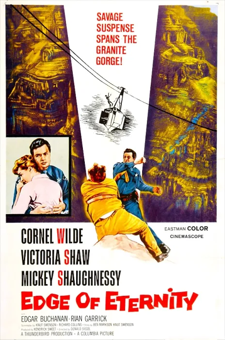 Framed Print : EDGE OF ETERNITY, US poster, from left: Victoria Shaw, Cornel Wilde, 1959 Framed Print : EDGE OF ETERNITY, US poster, from left: Victoria Shaw, Cornel Wilde, 1959