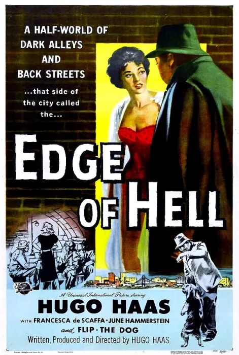 Framed Print : EDGE OF HELL, US poster, from center: Francesca de Scaffa, Hugo Haas, 1956