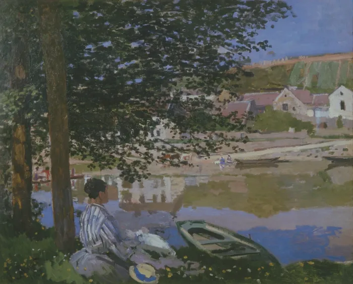 Framed Print : At the edge of water, Bennecourt (Au bord de l'eau, Bennecourt), by Claude Monet, 1868, 19th Century, oil on canvas, 81, 5 x 100, 7 cm - USA, Chicago