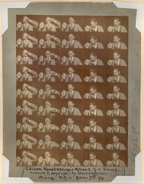 Framed Print : Edison kinetoscope record of a sneeze (aka FRED OTT'S SNEEZE), by W.K.L. Dickson, Orange, New Jersey, January 9, 1894