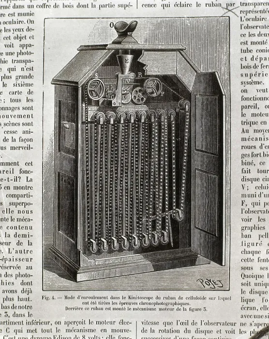 Framed Print : EDISON, Thomas Alva (1847-1931). Kinetoscope, invented by Thomas Edison in 1891. Engraving. AISA / Everett Collection**US SALES ONLY**
