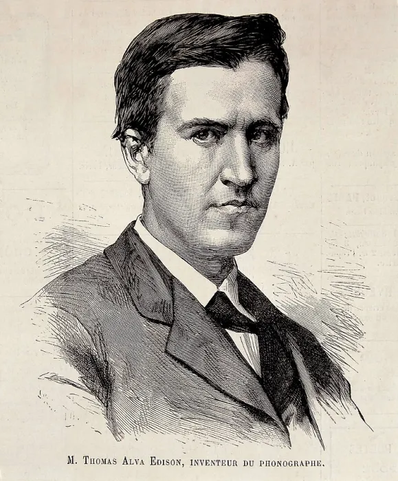 Framed Print : EDISON, Thomas Alva (1847-1931). Portrait published in L'Illustration. Engraving. AISA / Everett Collection**US SALES ONLY**